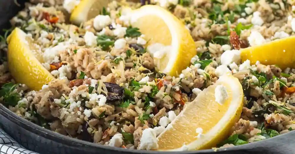 Greek turkey and rice skillet recipe
