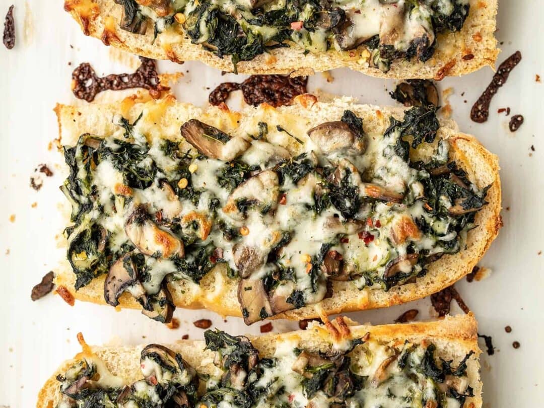 French Bread Pizza with Mushroom and Spinach Recipe