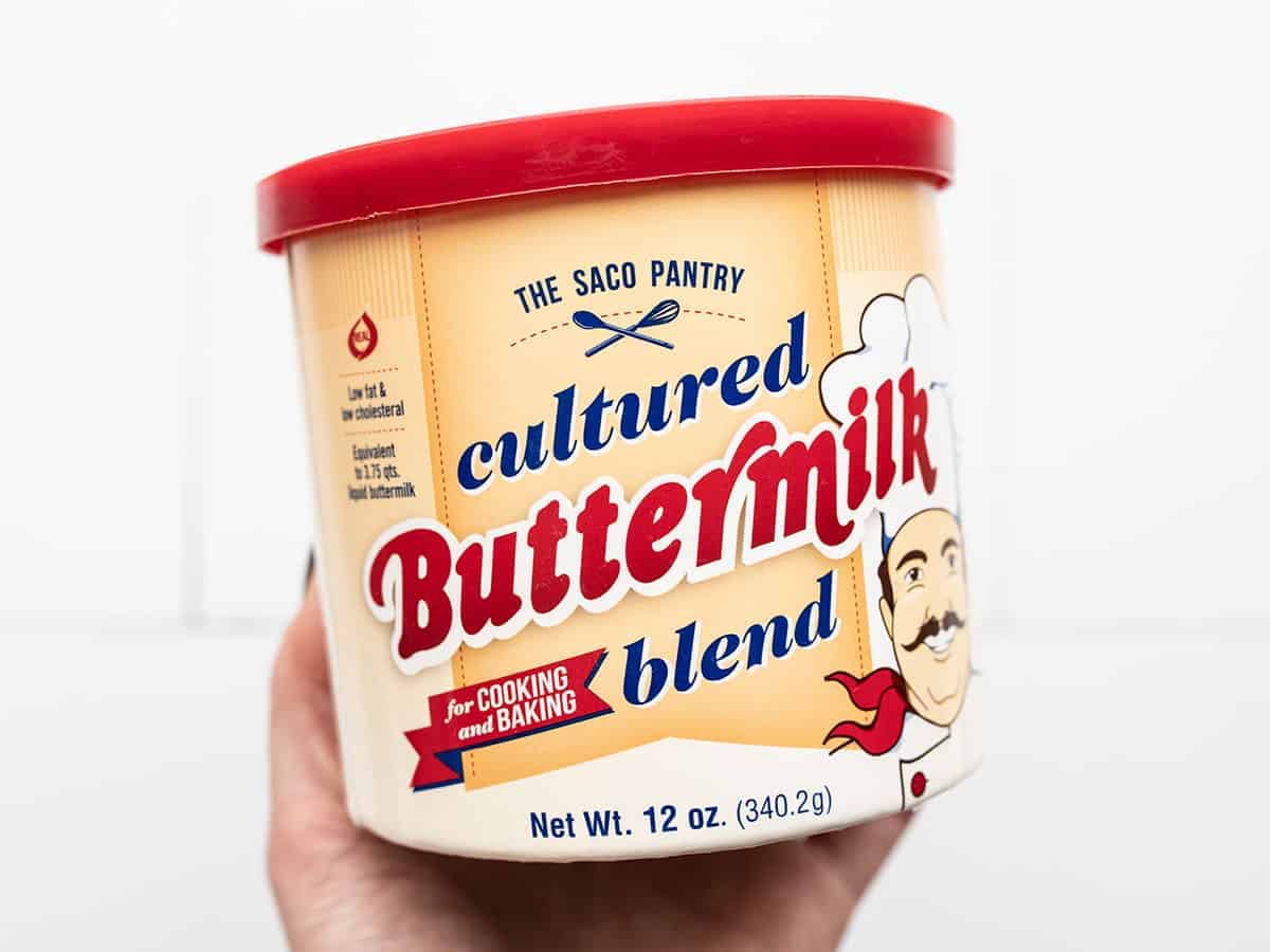 A container of buttermilk powder