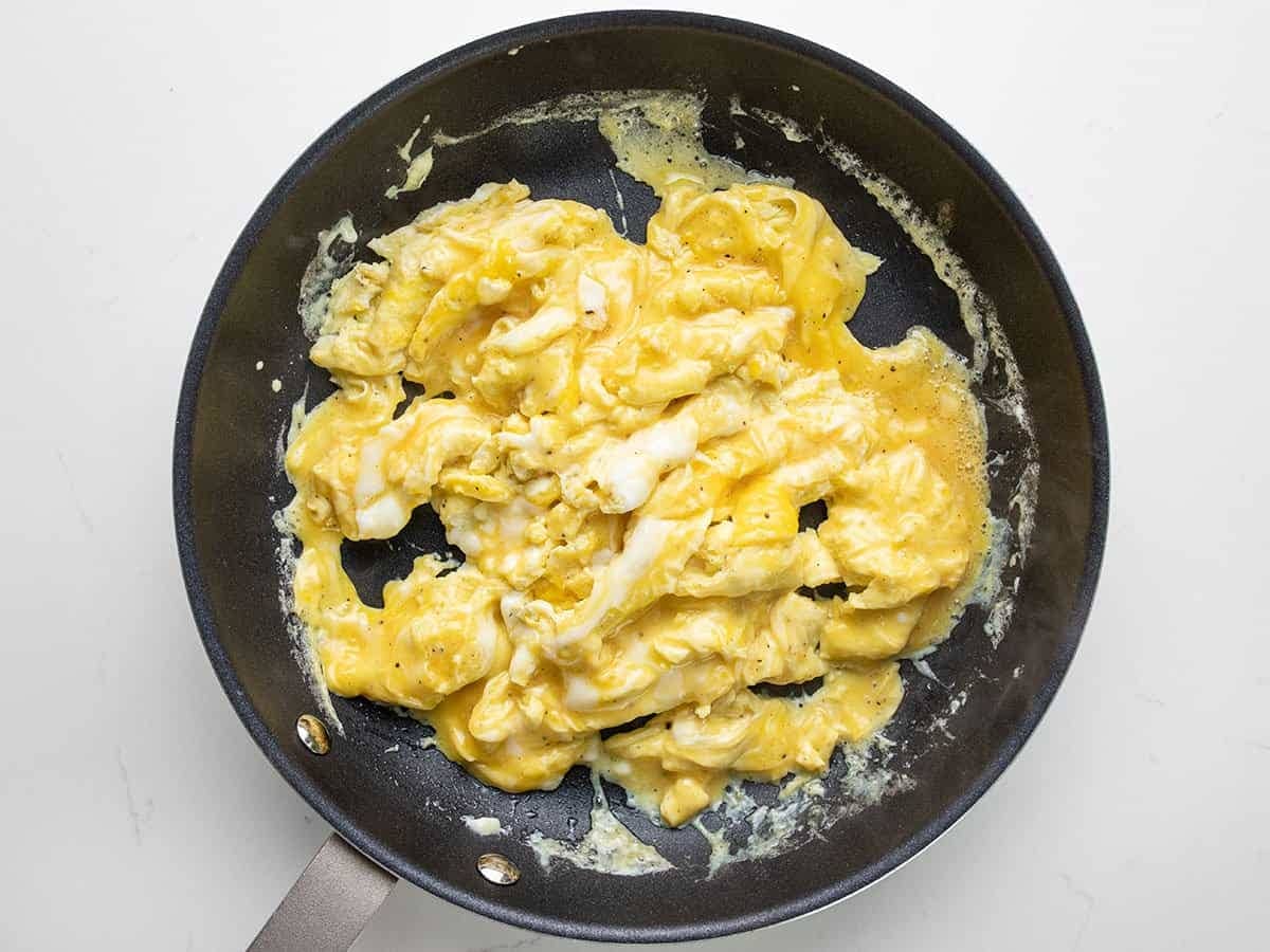 Lightly scrambled eggs.