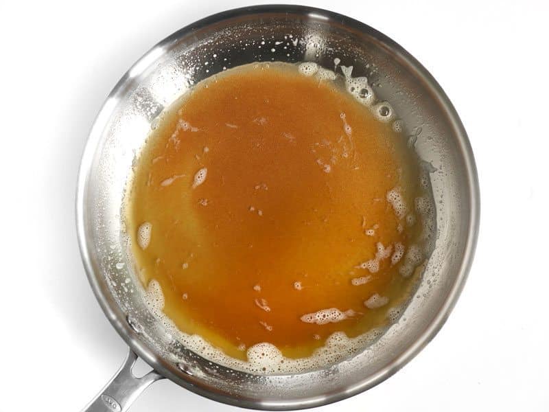 Fully Browned Butter in the skillet, caramel color