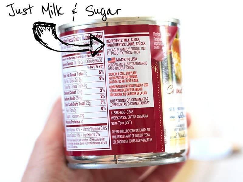 Sweetened Condensed Milk container with ingredients showing