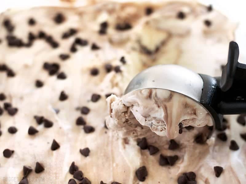 Ice Cream being scooped close up