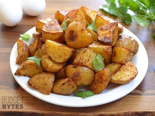 Close up of a bowl of Chili Roasted Potatoes