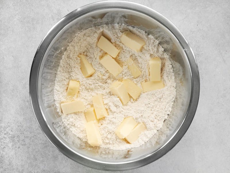 Make Galette Crust - Dry ingredients and butter chunks 