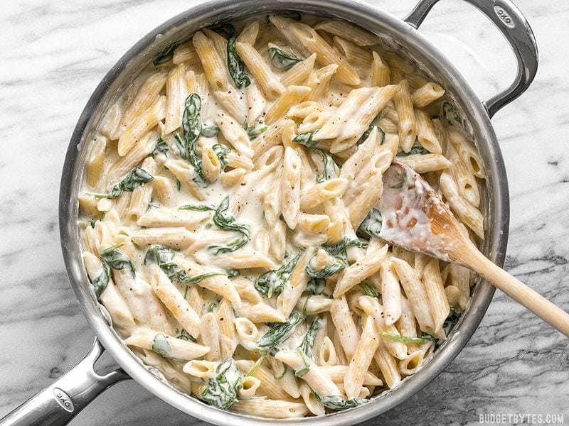 Creamy and rich, yet never heavy, this Lighter Spinach Alfredo Pasta is an easy and satisfying comfort food.