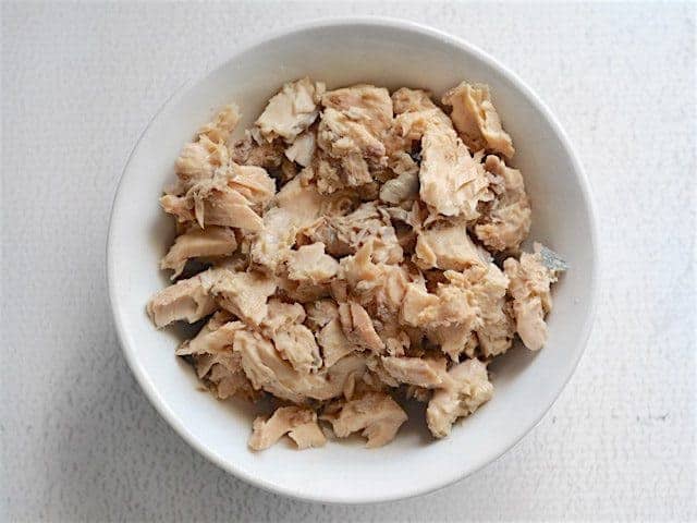 Canned Salmon Pieces in a bowl