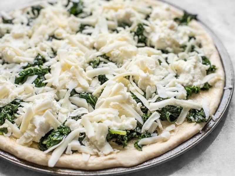Unbaked Kale and Ricotta Pizza