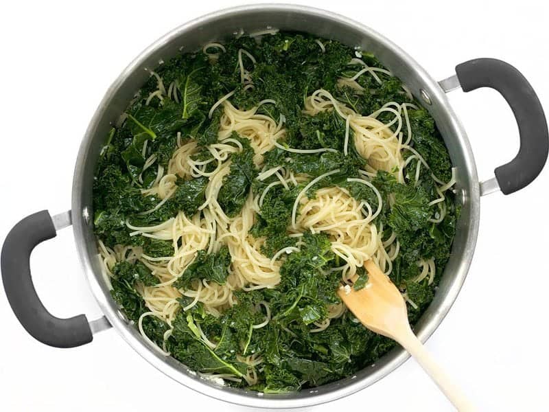 Add Cooked Pasta to Kale