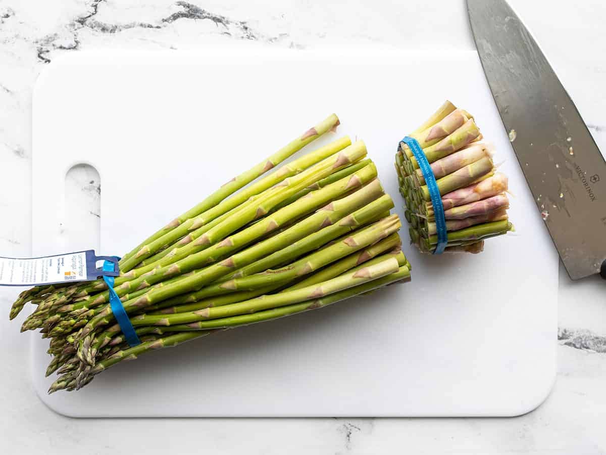 Ends trimmed off asparagus