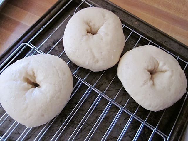 bagels on drying rack 