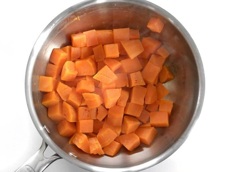 Boiled Sweet Potatoes drained and in a bowl