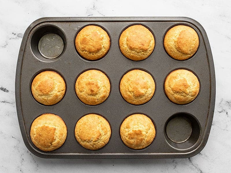 Baked Corn Muffins in the muffin tin