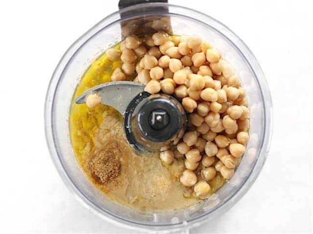 Hummus Ingredients in a food processor