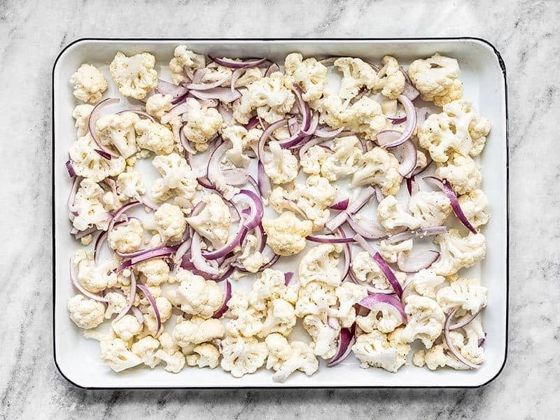 Cauliflower and Red Onion Ready to Roast