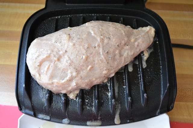 marinated chicken breast on a George Foreman grill