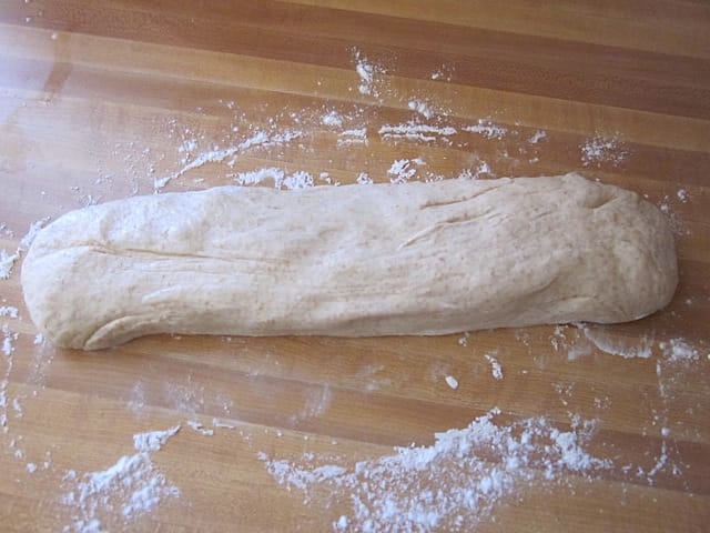 dough stretched into a log