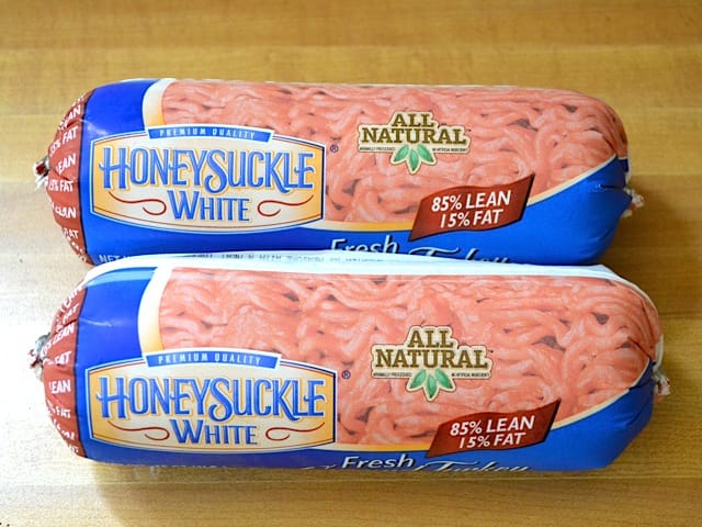 two packages of raw ground turkey 