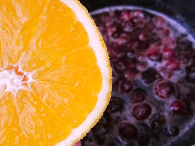 close up of orange to be added to mixture 