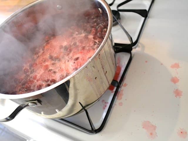 side view of boil over from the pot 