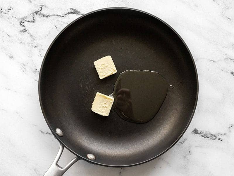 Butter and oil in the skillet