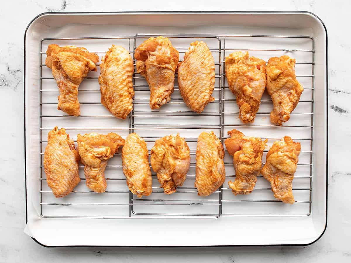 Wings on the prepared baking sheet