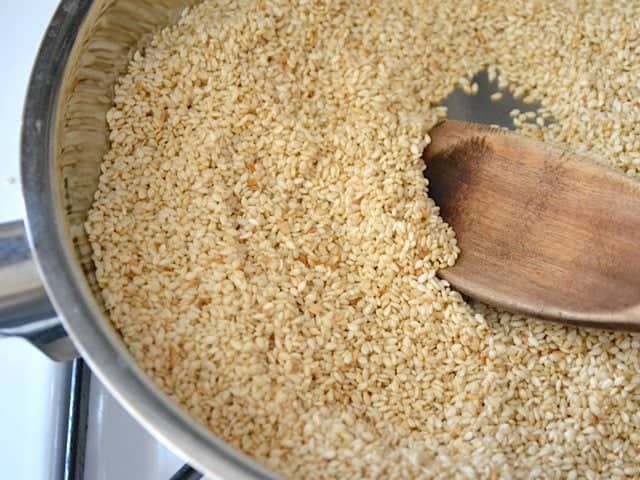 Toasting Sesame Seeds in skillet 