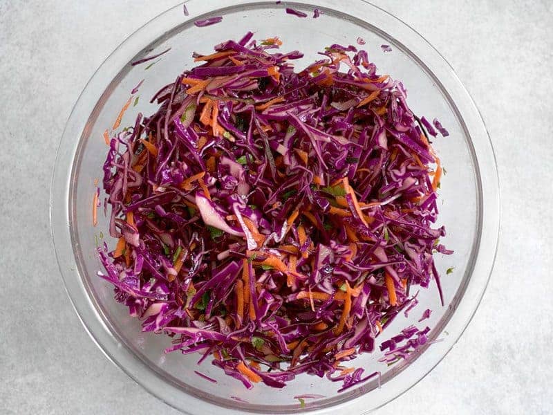 Purple Slaw Marinating in the bowl